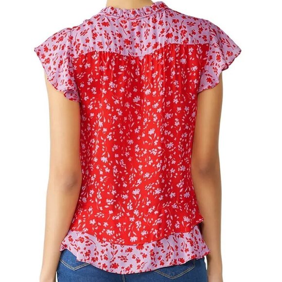 Parker Size S Primrose Combo Blouse, Flutter Sleeve, Gently Used Condition - Picture 13 of 16